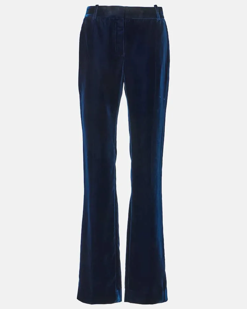 Nina Ricci Pantaloni regular in velluto fluido Blu