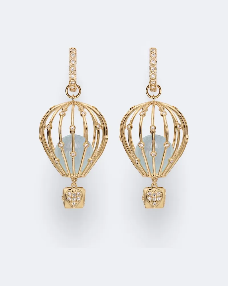 Sydney Evan Orecchini Hot Air Balloon in oro 14kt con acquamarina e diamanti Oro