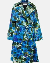 Dries van Noten Trench in cotone con stampa Blu