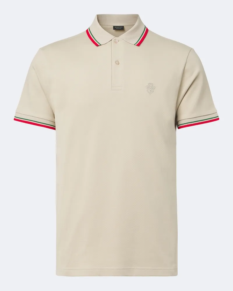 Gucci Polo in piqué di misto cotone Beige