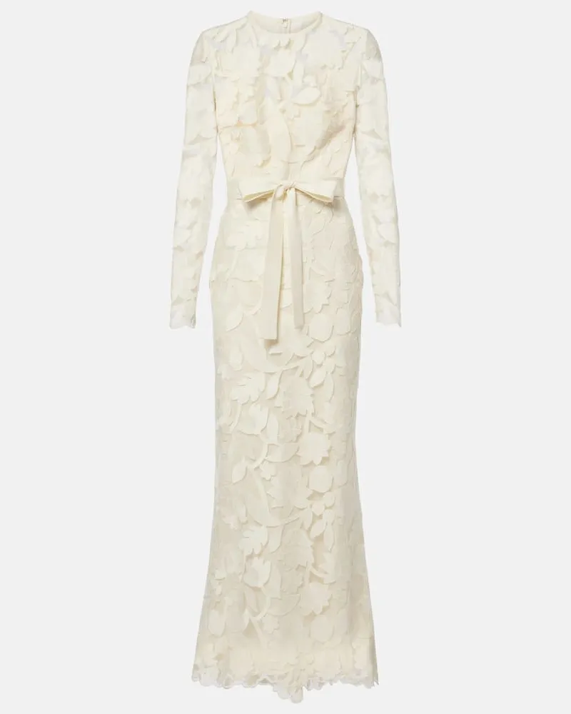 Elie Saab Abito midi in tulle con ricamo Bianco