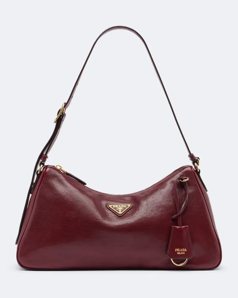 Prada Borsa a spalla Prada Aimée Large in pelle Borgogna
