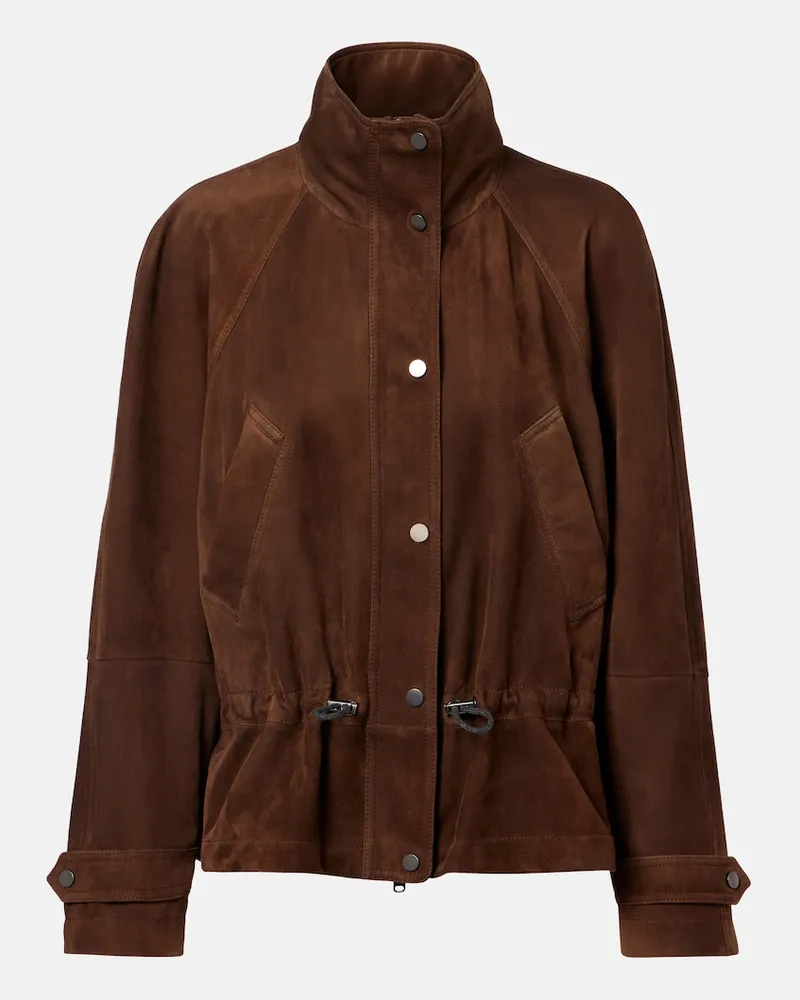 Brunello Cucinelli Giacca in suede Marrone