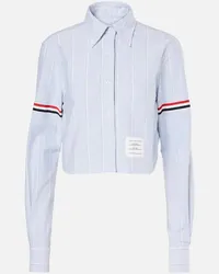 Thom Browne Camicia cropped in cotone a righe Blu