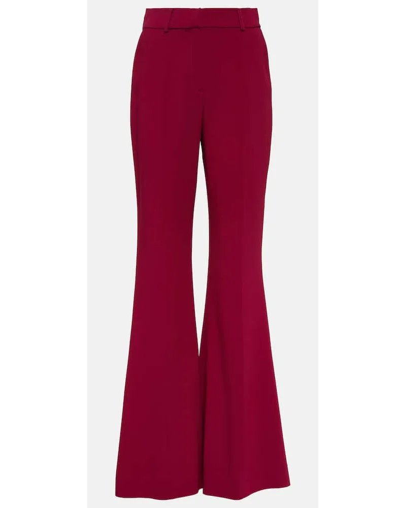 Elie Saab Pantaloni flared in crêpe a vita alta Rosso