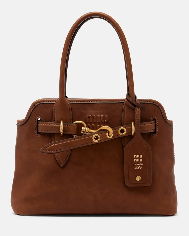 Miu Miu Borsa a spalla Aventure Small in pelle Marrone