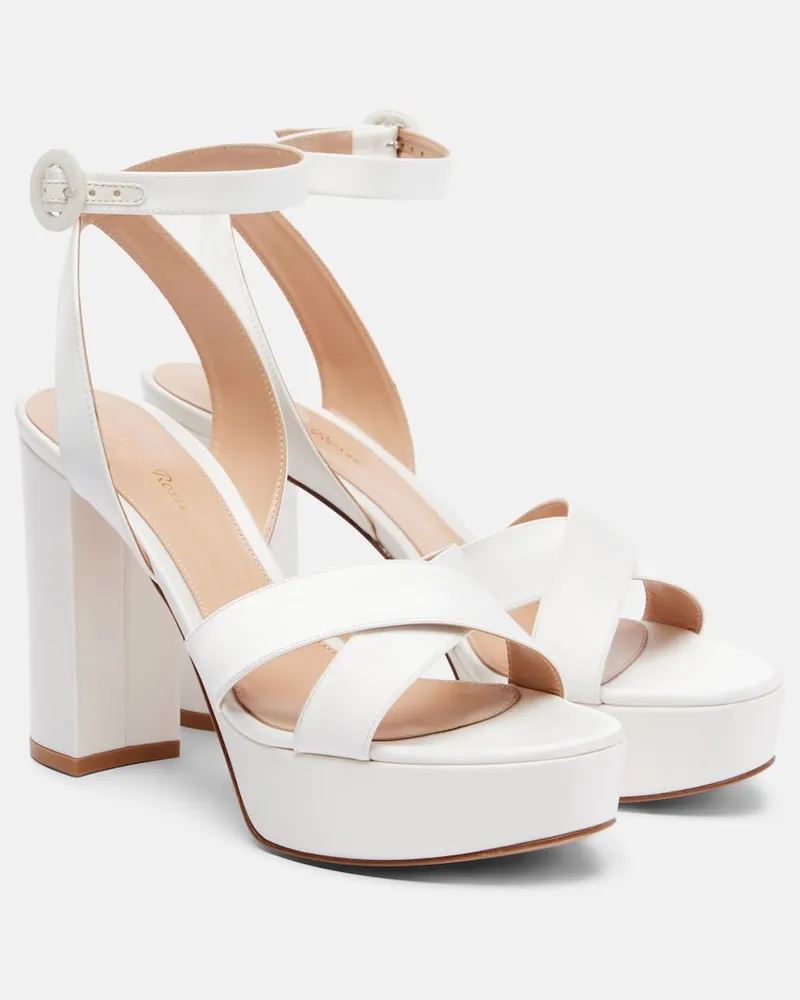 Gianvito Rossi Sandali Sabrina in raso con plateau Bianco