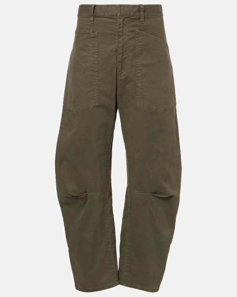 Nili Lotan Pantaloni a gamba larga Shon in twill di cotone Marrone