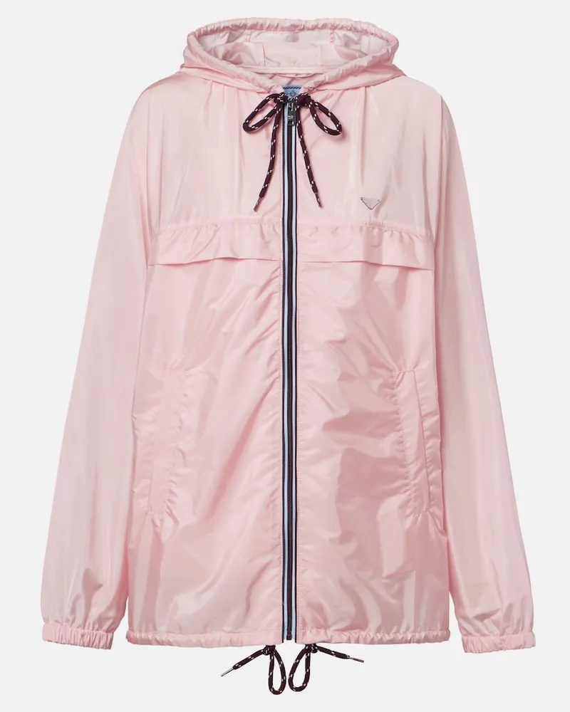 Prada Giacca in Re-Nylon con cappuccio Rosa