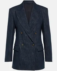 Brunello Cucinelli Blazer in misto cotone lamé Argento