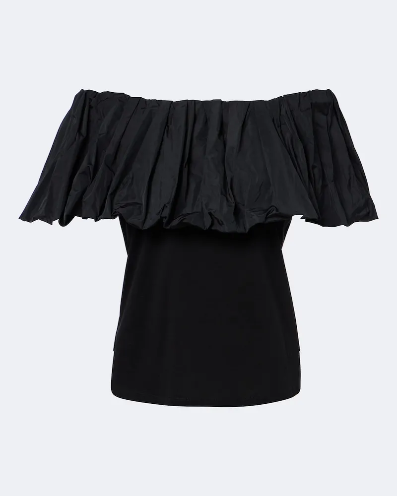Max Mara Top off-shoulder in cotone con volant Nero