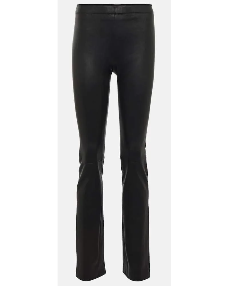 Stouls Pantaloni cropped in pelle Nero