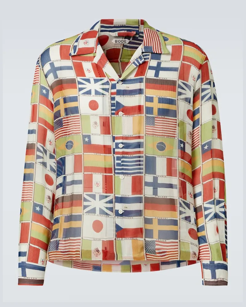 BODE Camicia International in seta con stampa Multicolore