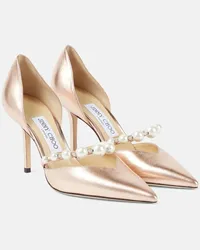 Jimmy Choo Pumps Aurelie 85 in pelle metallizzata Rosa