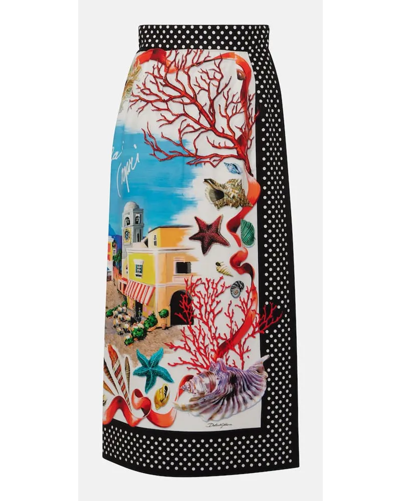 Dolce & Gabbana Gonna midi Capri in cotone con stampa Multicolore