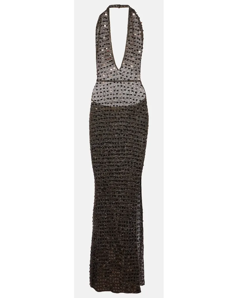 Aya Muse Abito lungo Enodia con paillettes Marrone