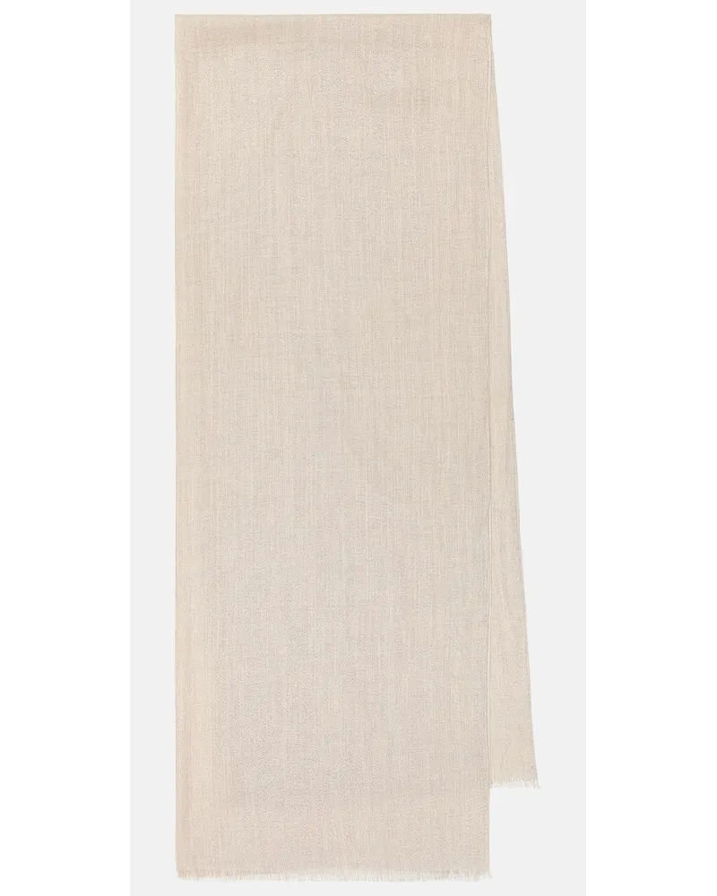 Brunello Cucinelli Sciarpa in misto cashmere e seta Beige