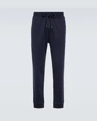 Brunello Cucinelli Pantaloni in cotone, cashmere e seta Blu