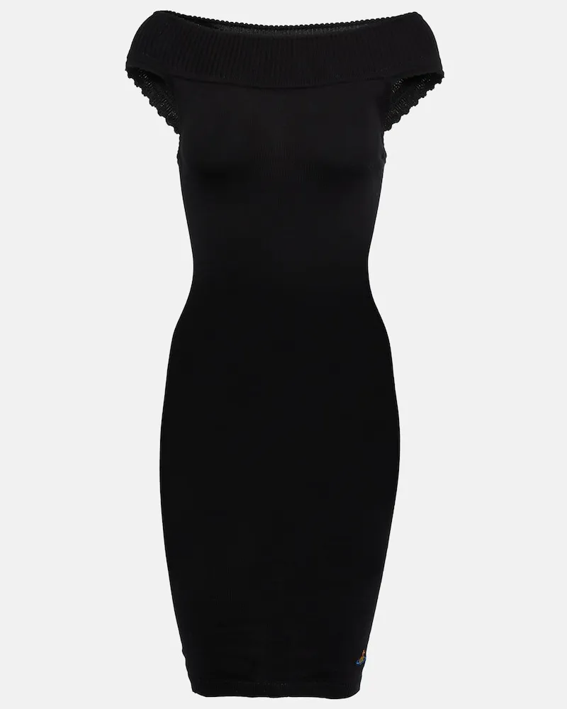 Vivienne Westwood Miniabito in cotone con ricamo Nero