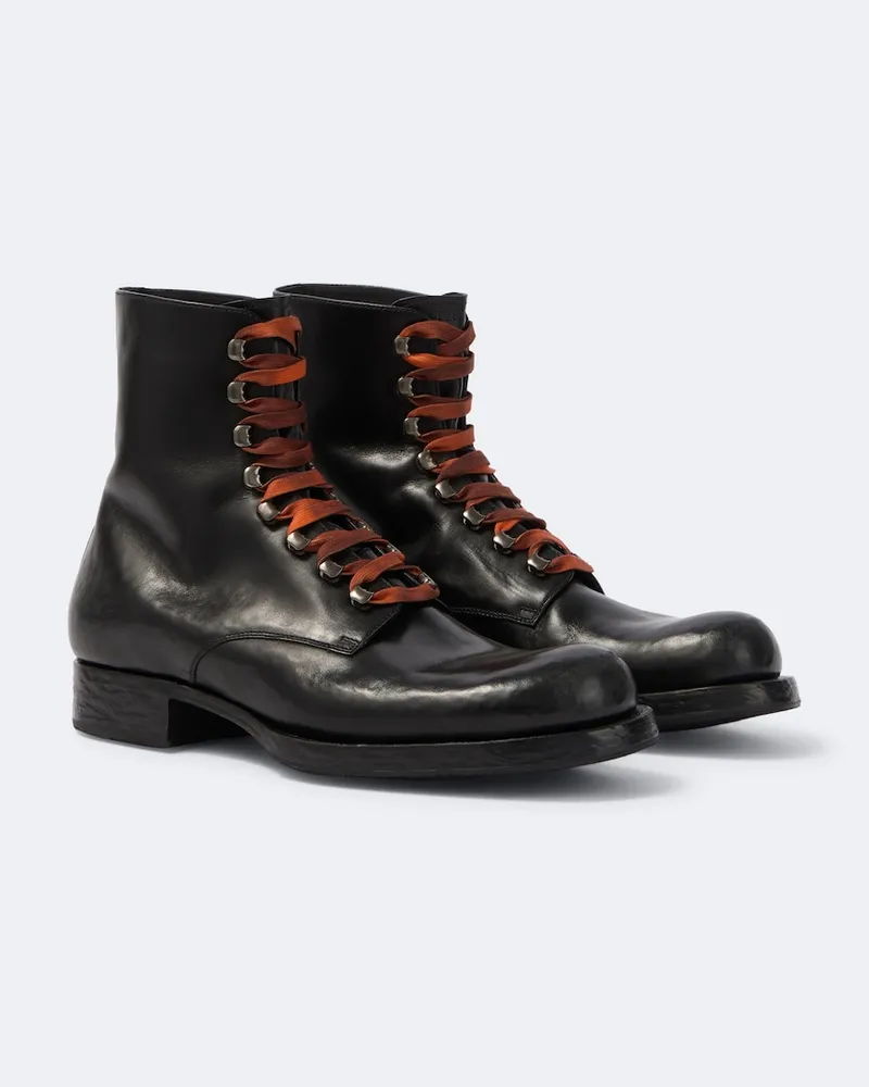 Prada Stivali stringati in pelle Nero