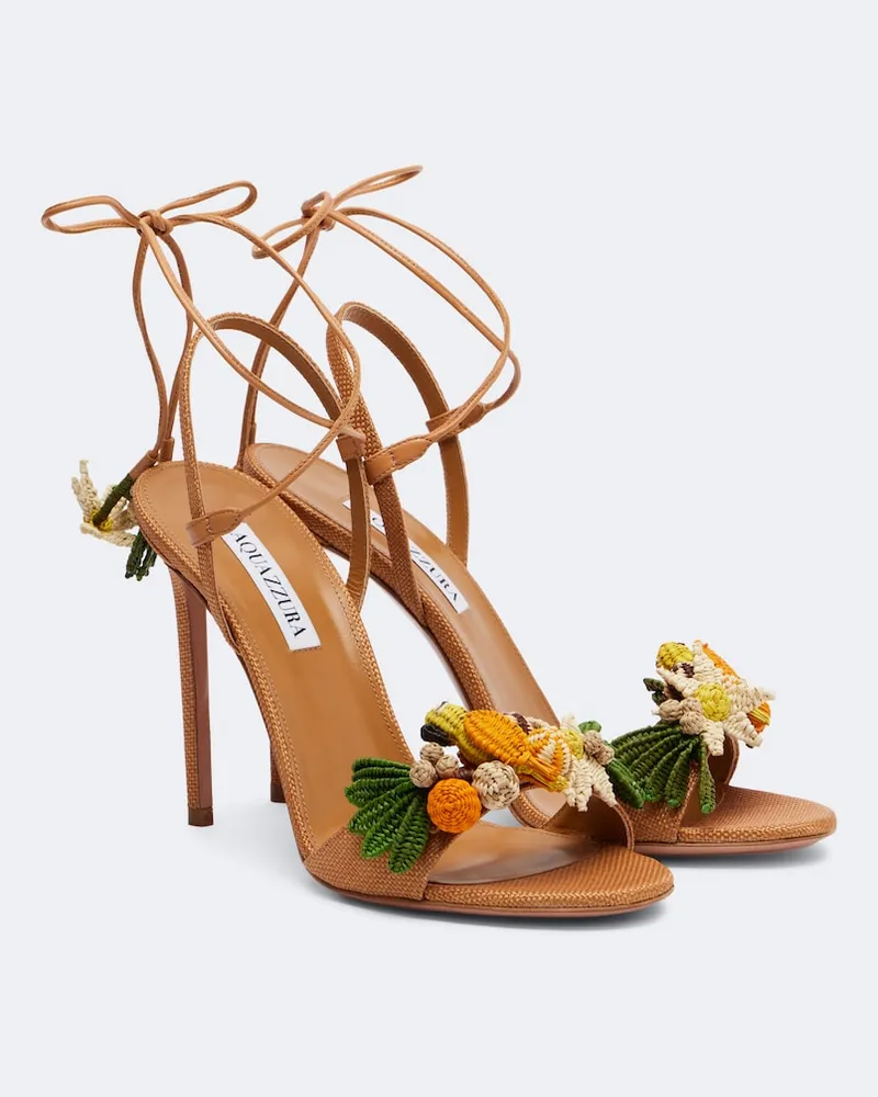 Aquazzura Sandali Birdsong in rafia Multicolore