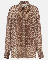 Zimmermann Camicia Illustration con stampa leopardata Marrone