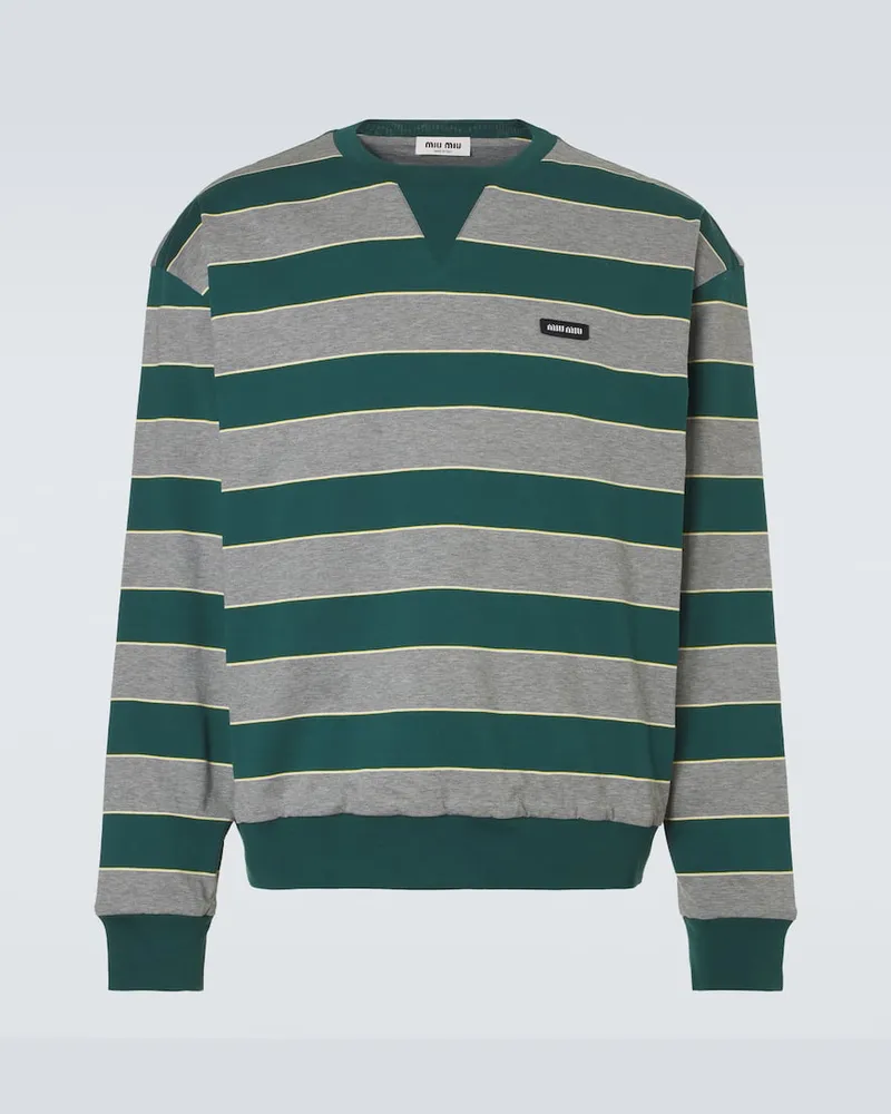 Miu Miu Felpa in jersey di cotone a righe Verde