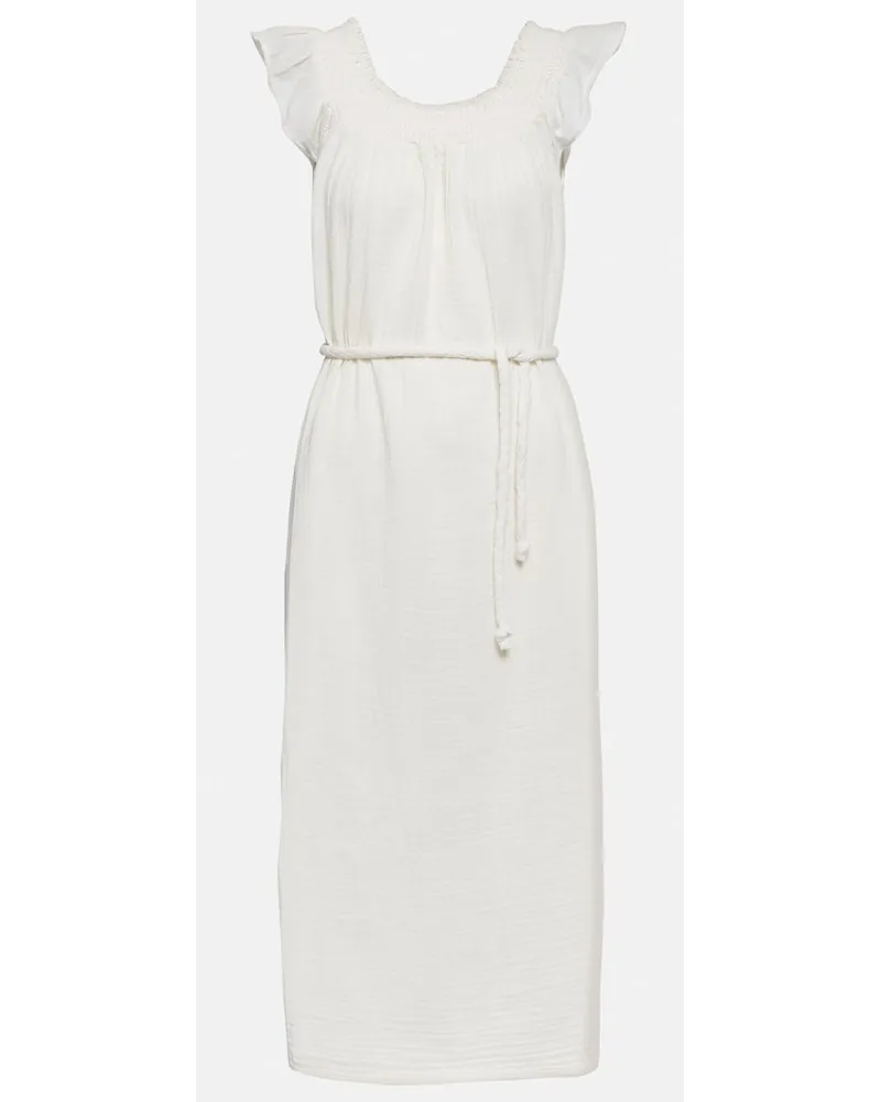 Velvet Abito midi Justine in garza di cotone Bianco