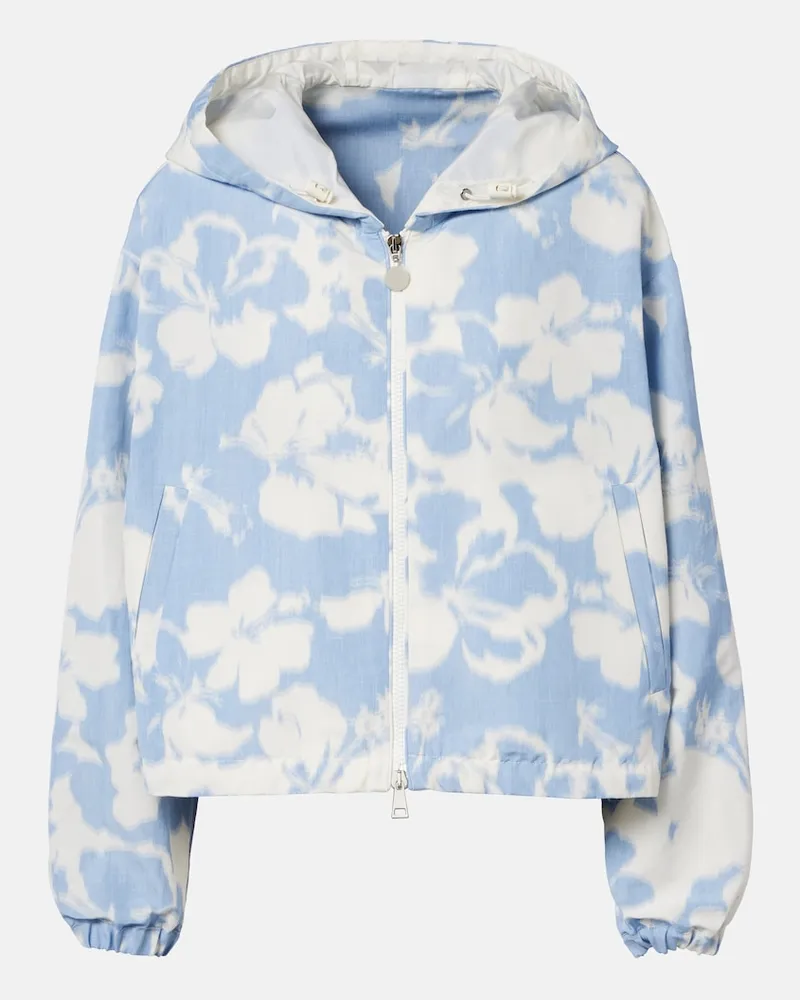 Moncler Giacca Noisetier con cappuccio e stampa floreale Blu