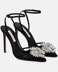 Aquazzura Sandali in raso con cristalli Nero