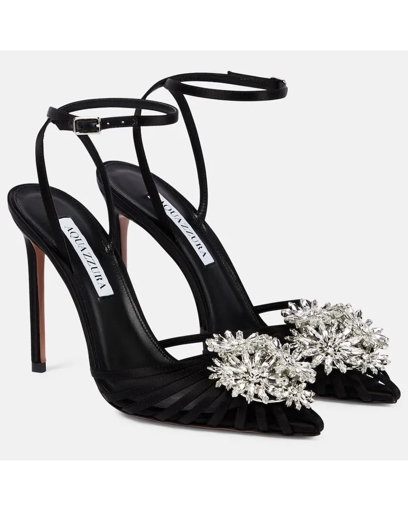 Aquazzura Sandali in raso con cristalli Nero