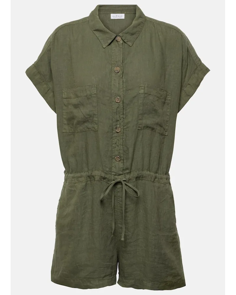 Velvet Jumpsuit corta Clare in lino Verde