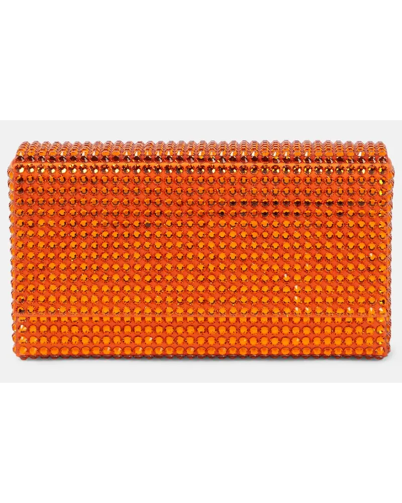 Amina Muaddi Clutch Superamini Paloma con cristalli Arancione