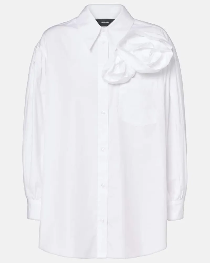 Simone Rocha Camicia in cotone con applicazioni floreali Bianco