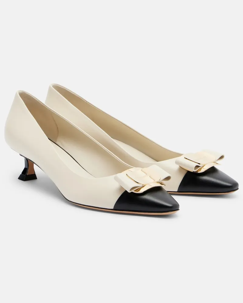 Ferragamo Pumps Zelma in pelle con fiocco Bianco