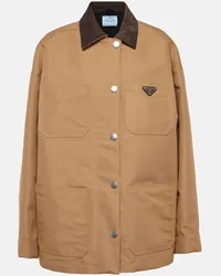 Prada Giacca oversize in canvas Marrone