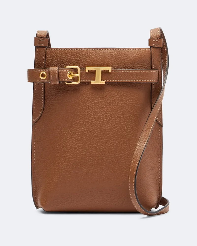 TOD'S Bustina porta smartphone T Timeless in pelle Marrone