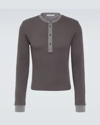 Acne Studios Top Henley in cotone Nero