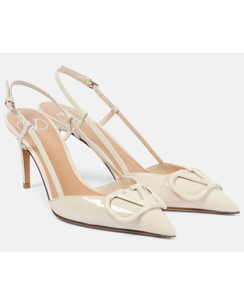 Valentino Garavani Pumps slingback VLogo Signature in vernice Bianco