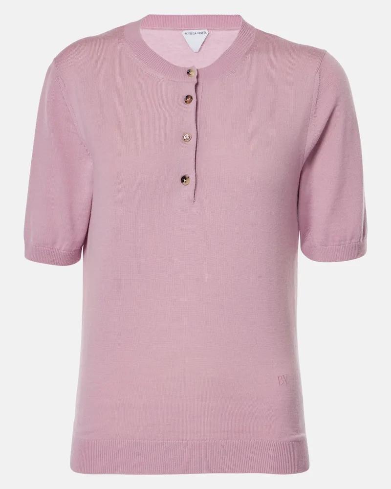 Bottega Veneta Pullover in maglia di lana a coste Rosa