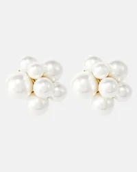 Oscar de la Renta Orecchini a clip Popcorn con perle bijoux Bianco