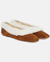 Magda Butrym Ballerine in shearling con ricamo Beige