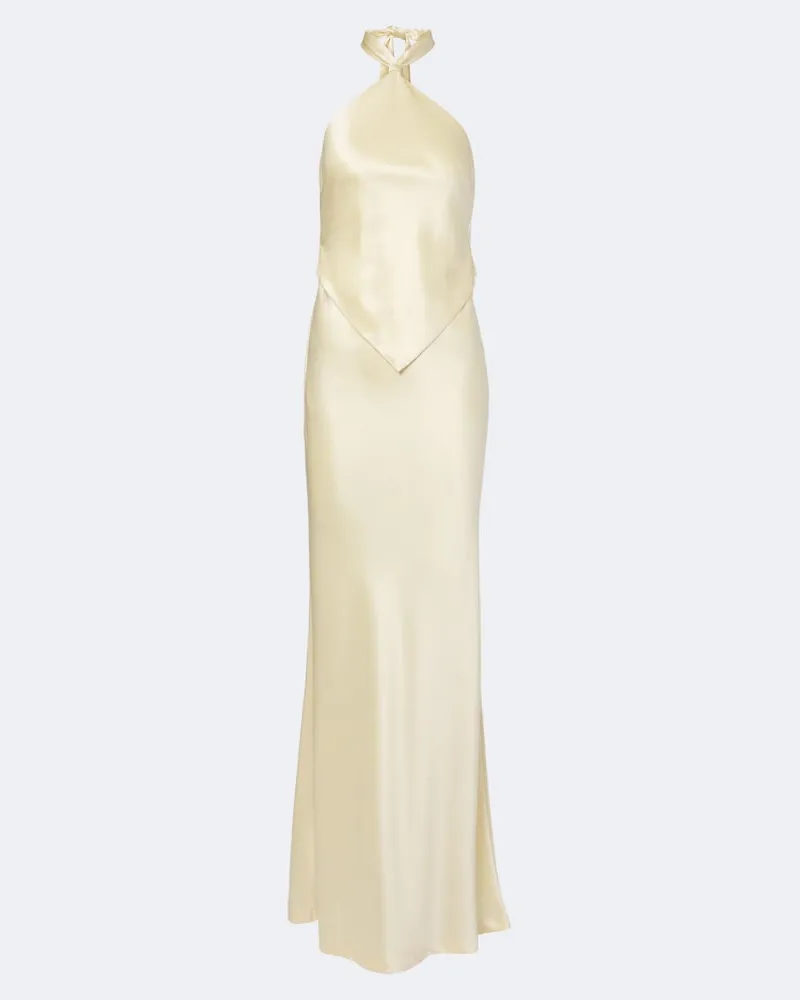 Retrofête Retrofête Abito lungo Ester in satin Giallo