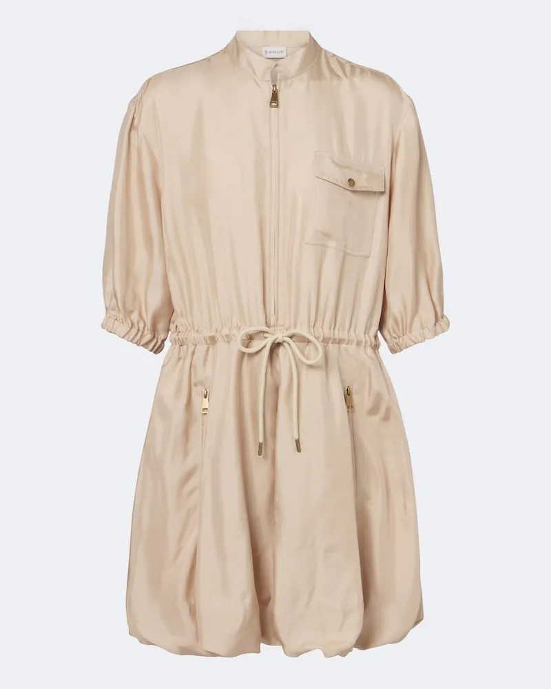 Moncler Abito corto in seta con zip Beige
