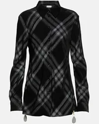 Burberry Camicia Burberry Check in velluto Nero