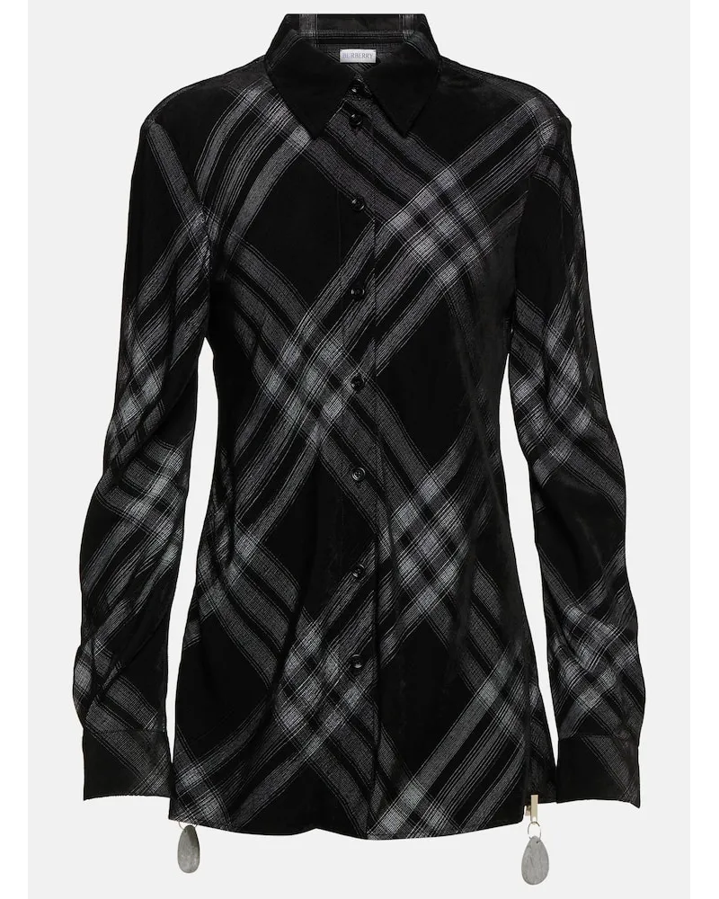 Burberry Camicia Burberry Check in velluto Nero