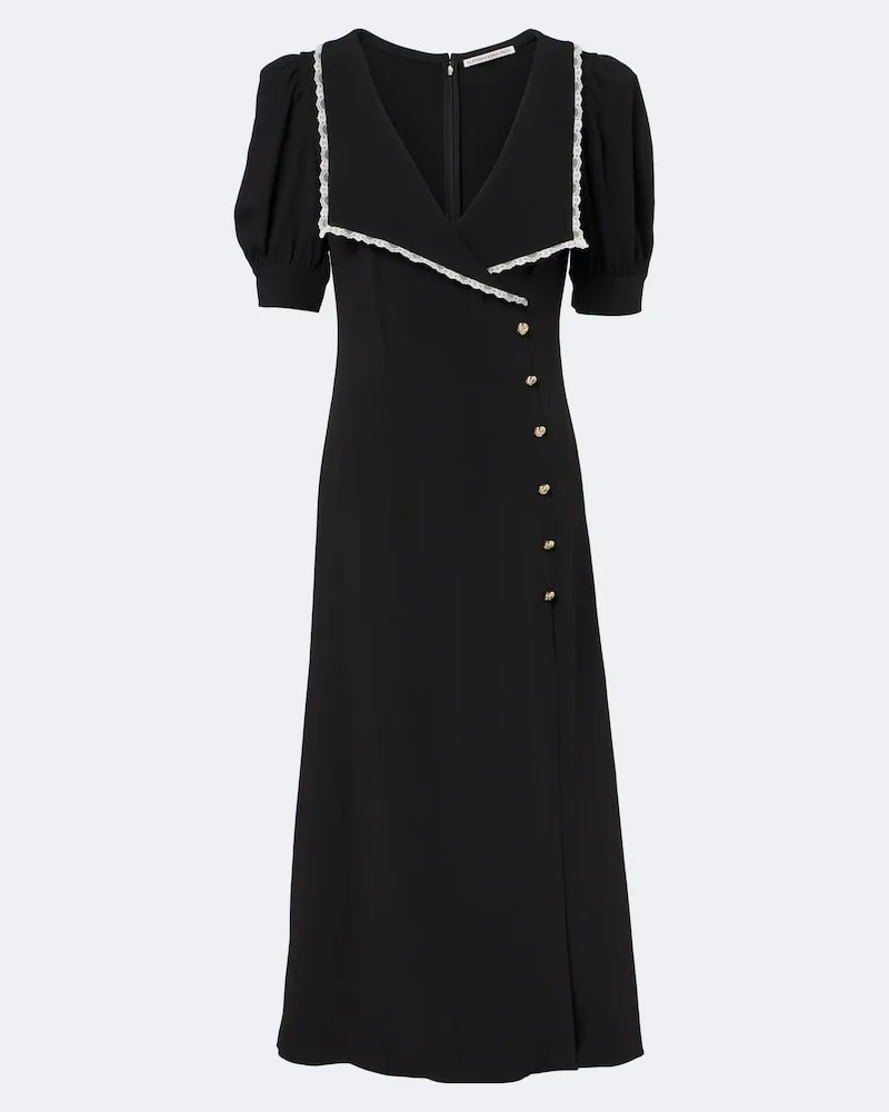 Alessandra Rich Abito midi in cady con pizzo Nero