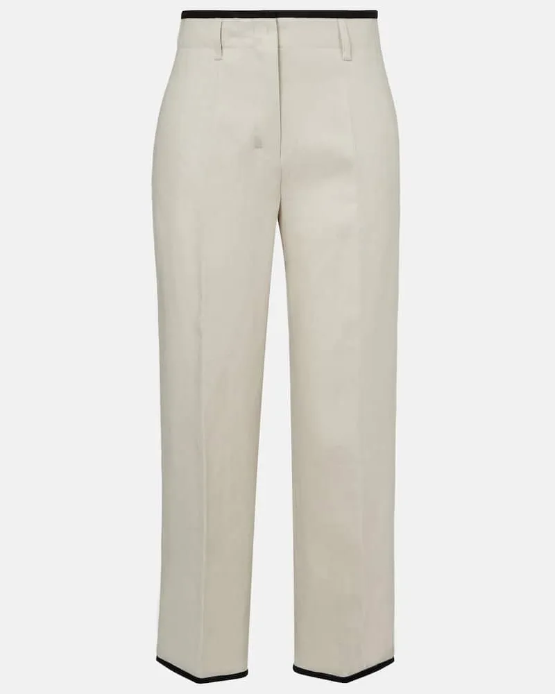 Max Mara Pantaloni cropped Kastel in lino a gamba larga Beige