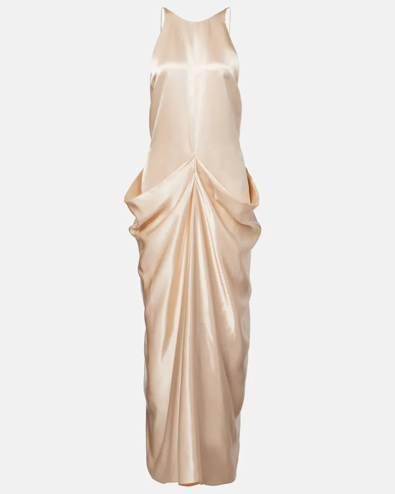 KHAITE Abito lungo in raso Beige