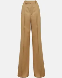 Saint Laurent Pantaloni in lana a gamba larga Marrone